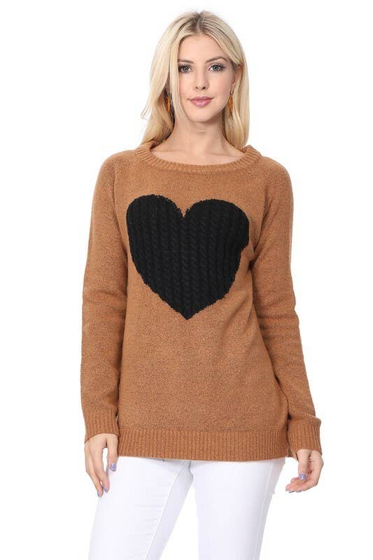 Sweet Heart Valentine Pullover Sweater- Tomato/ Oatmeal