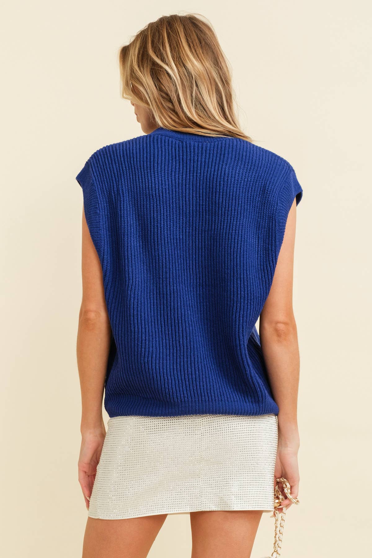 Gameday Embroidered Sleeveless Sweater Vest- Royal Blue