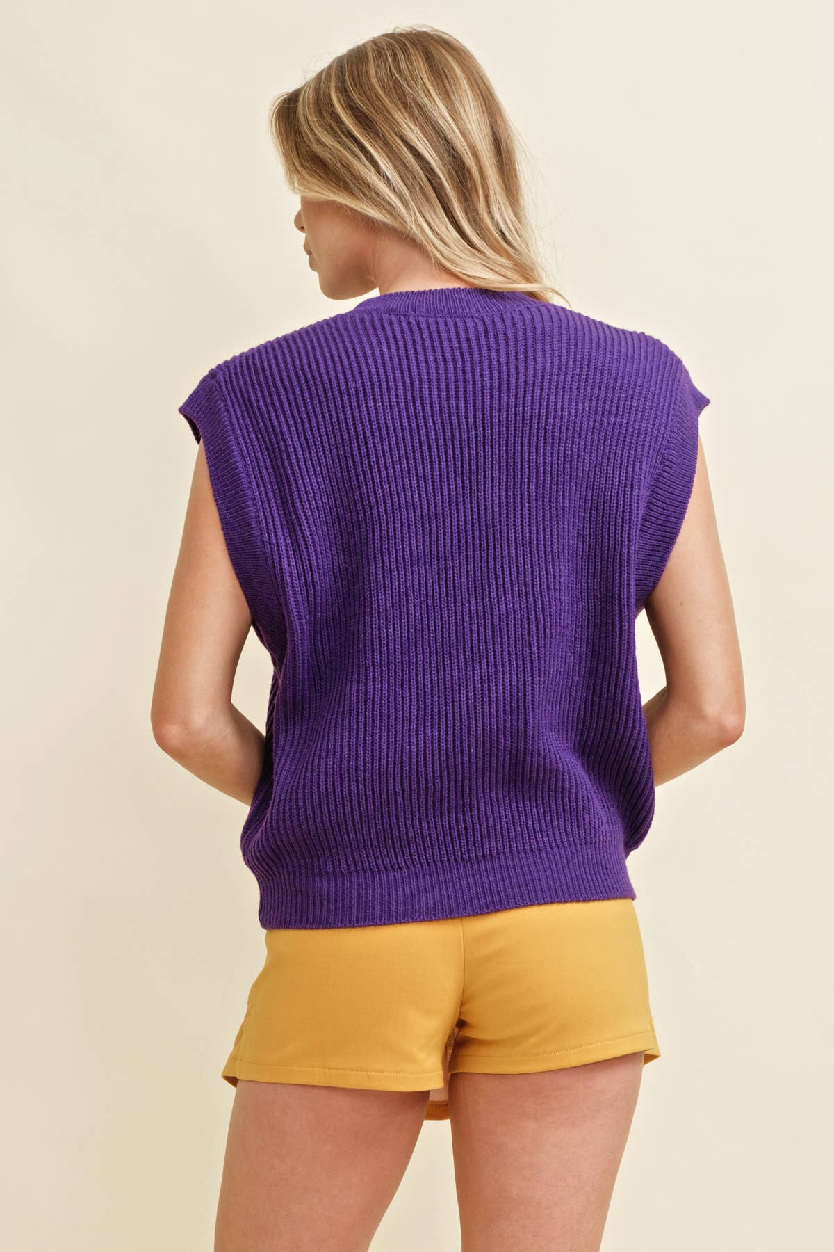 Gameday Embroidered Sleeveless Sweater Vest- Purple