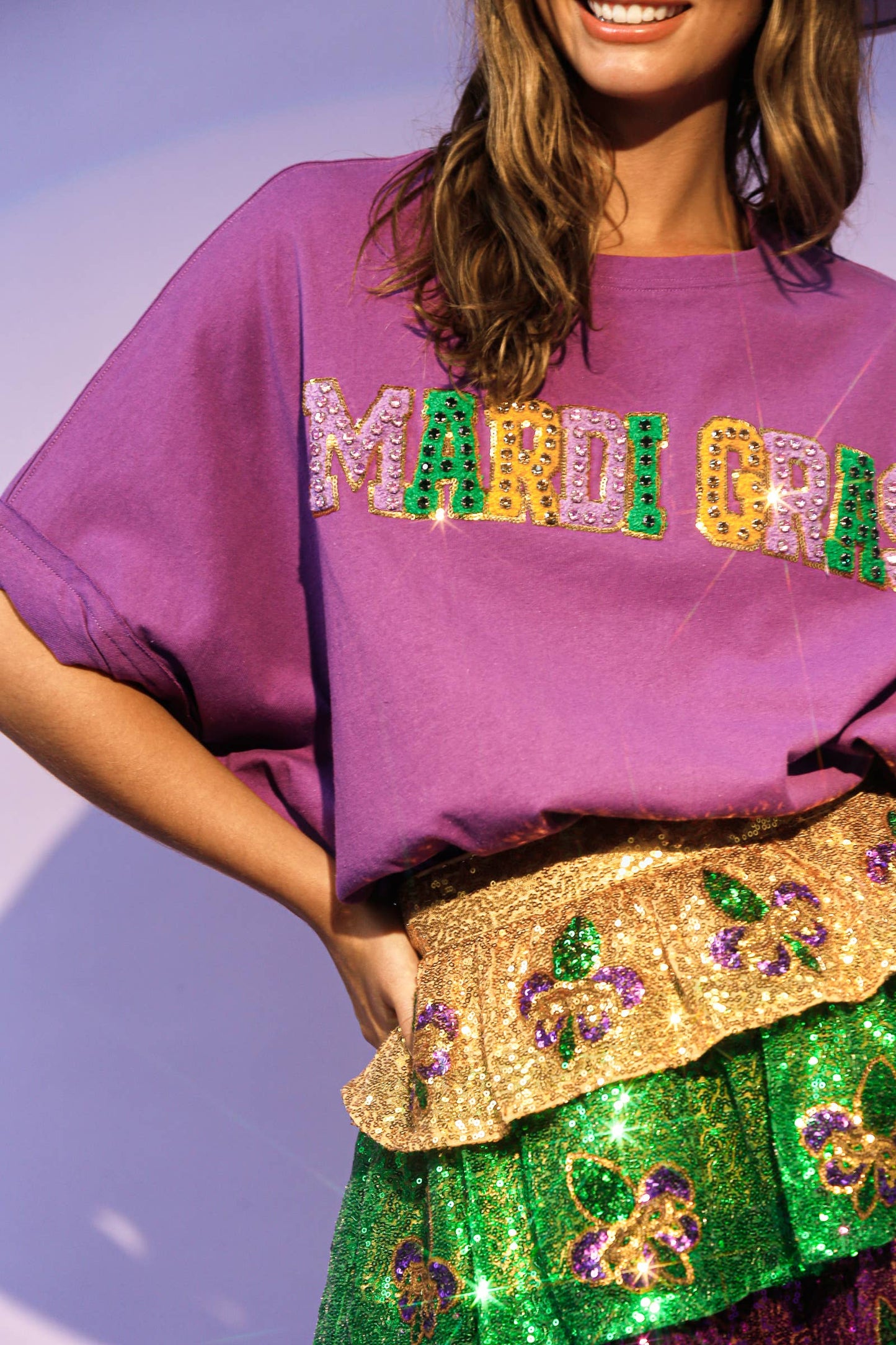 Mardi Gras Patch Tee- Black
