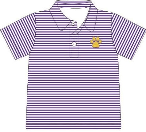 Purple & White Stripe Tiger Polo