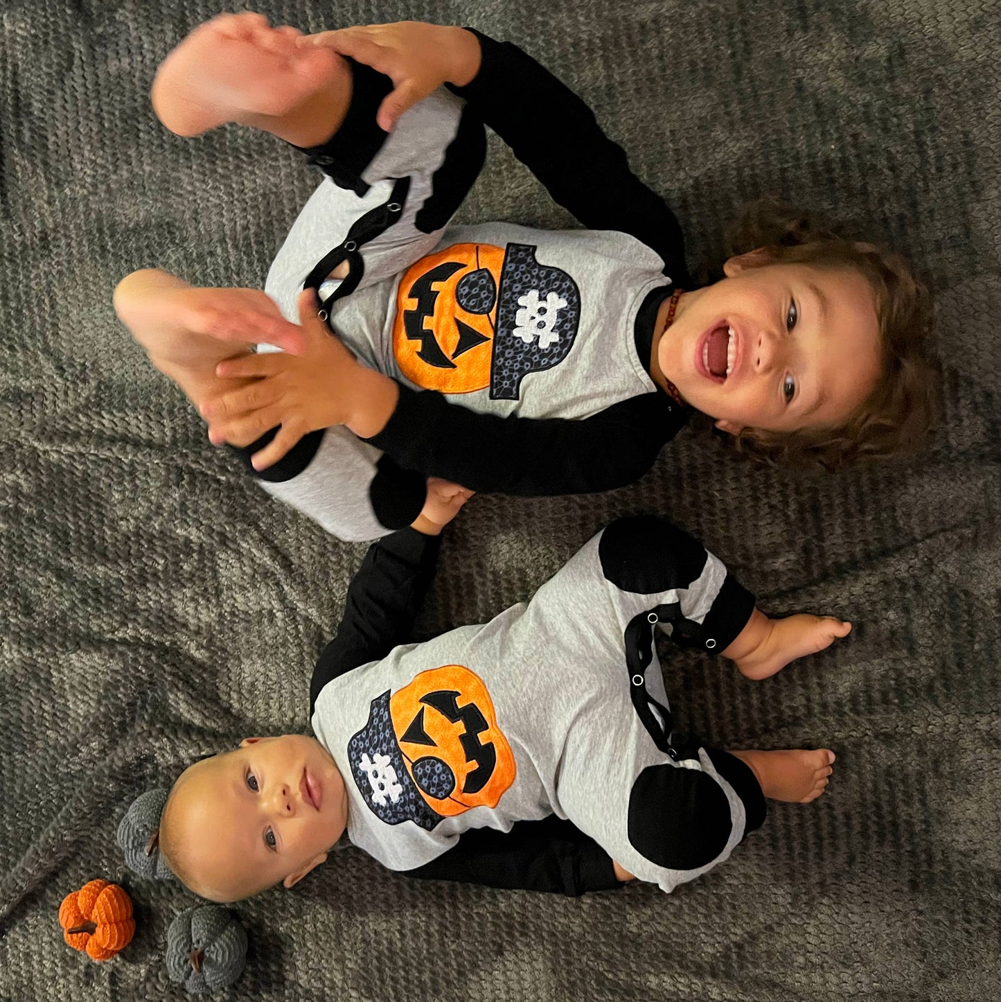 Boys Halloween Jack O Lantern Pirate Romper