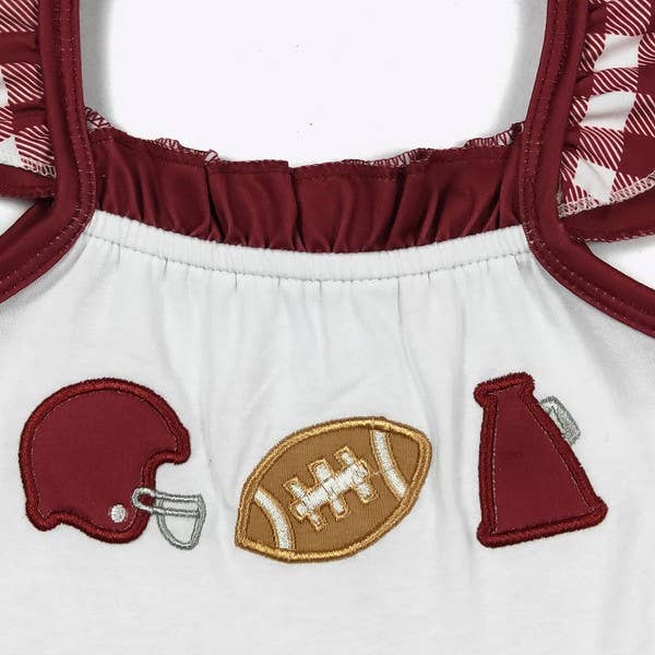 Team Spirit Girls Dress- Burgundy Embroidery