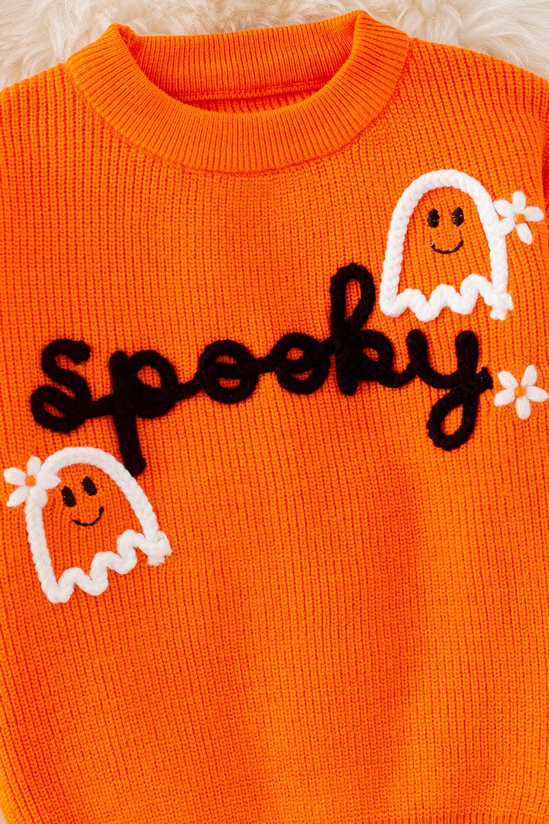Spooky Knit Girls Sweater with Pearl Beads