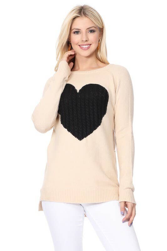 Sweet Heart Valentine Pullover Sweater- Tomato/ Oatmeal