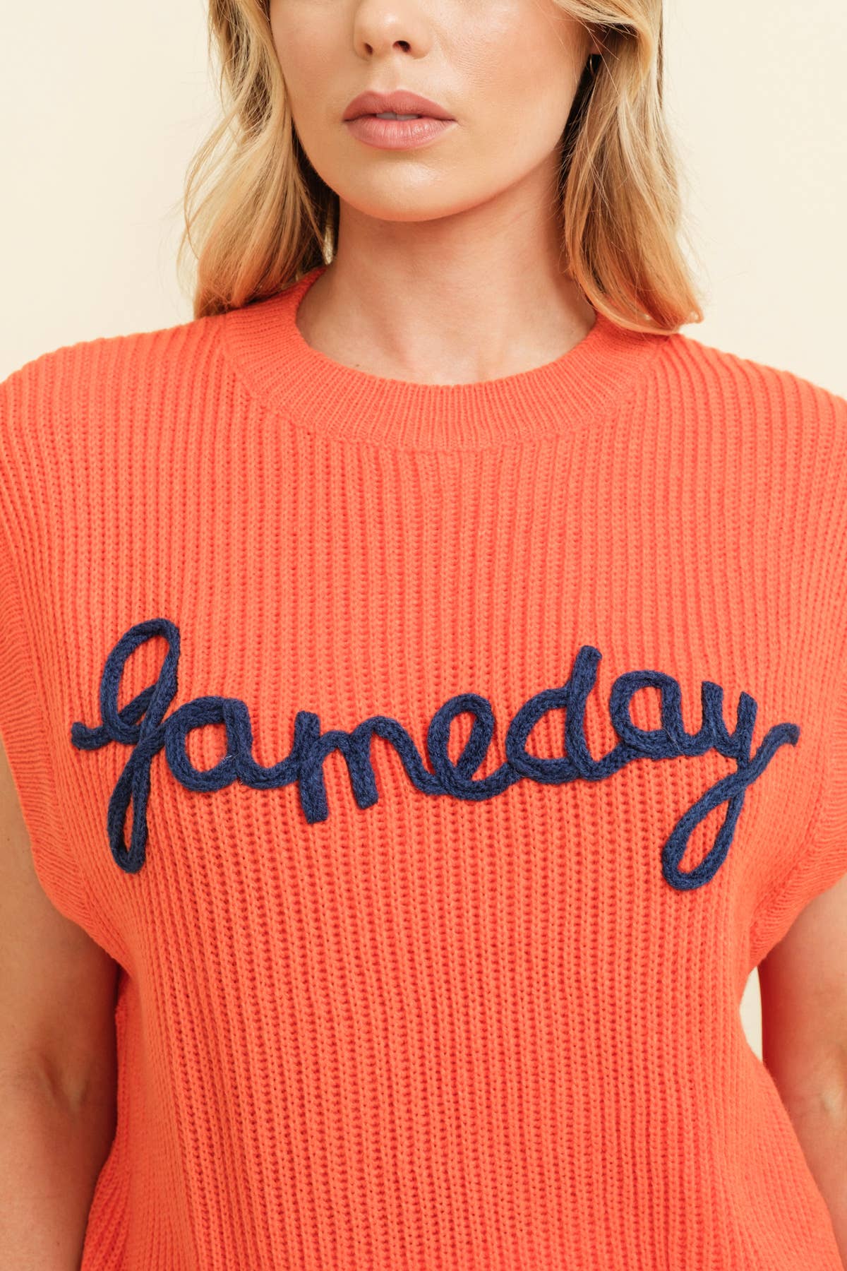 Gameday Embroidered Sleeveless Sweater Vest- Royal Blue