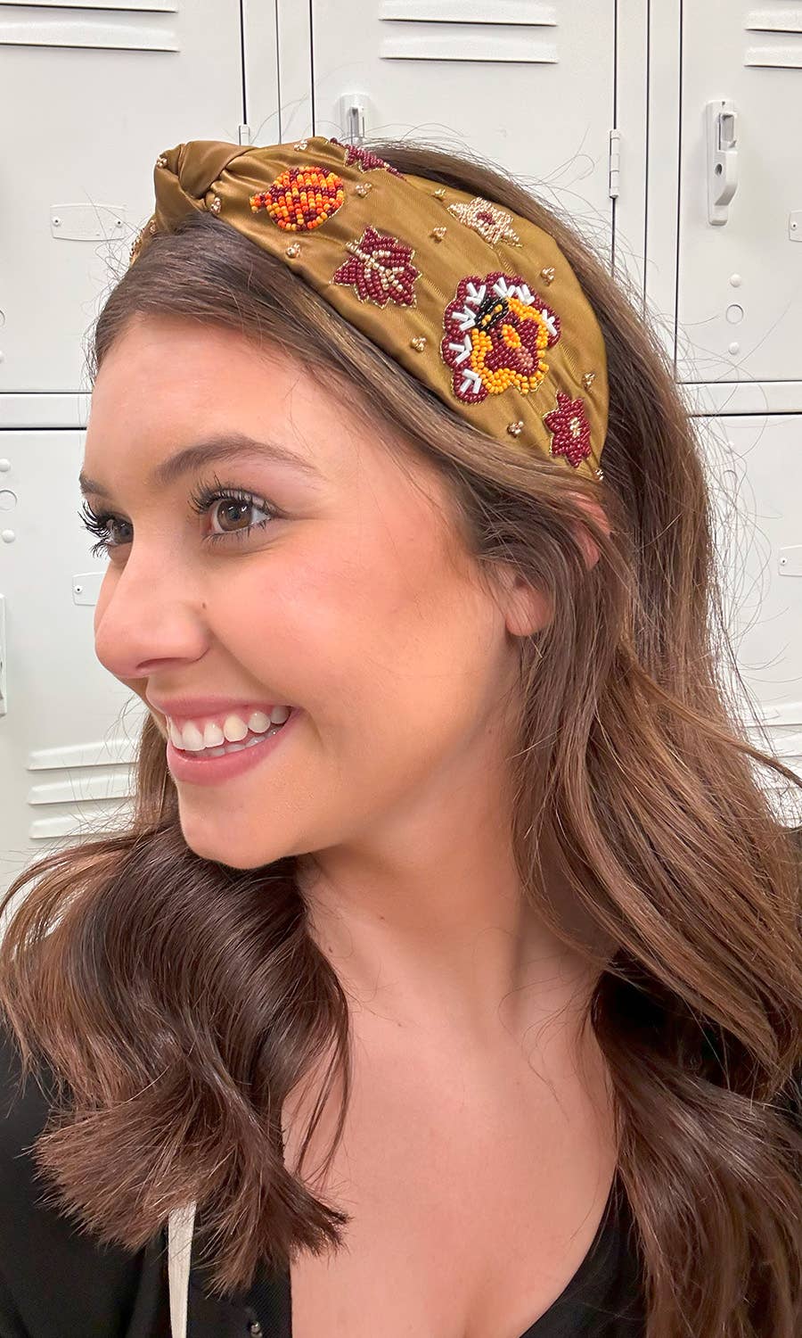 Thanksgiving Seed Bead Headband- Brown