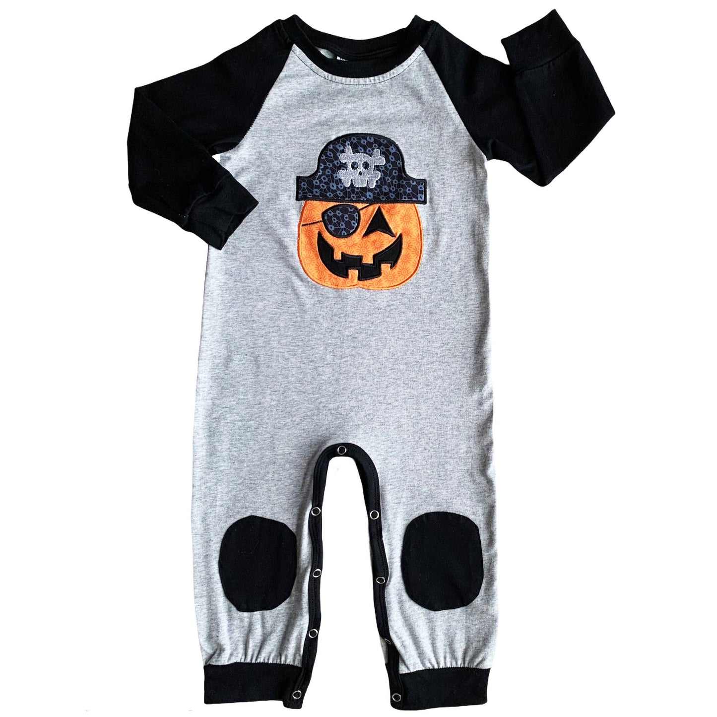 Boys Halloween Jack O Lantern Pirate Romper
