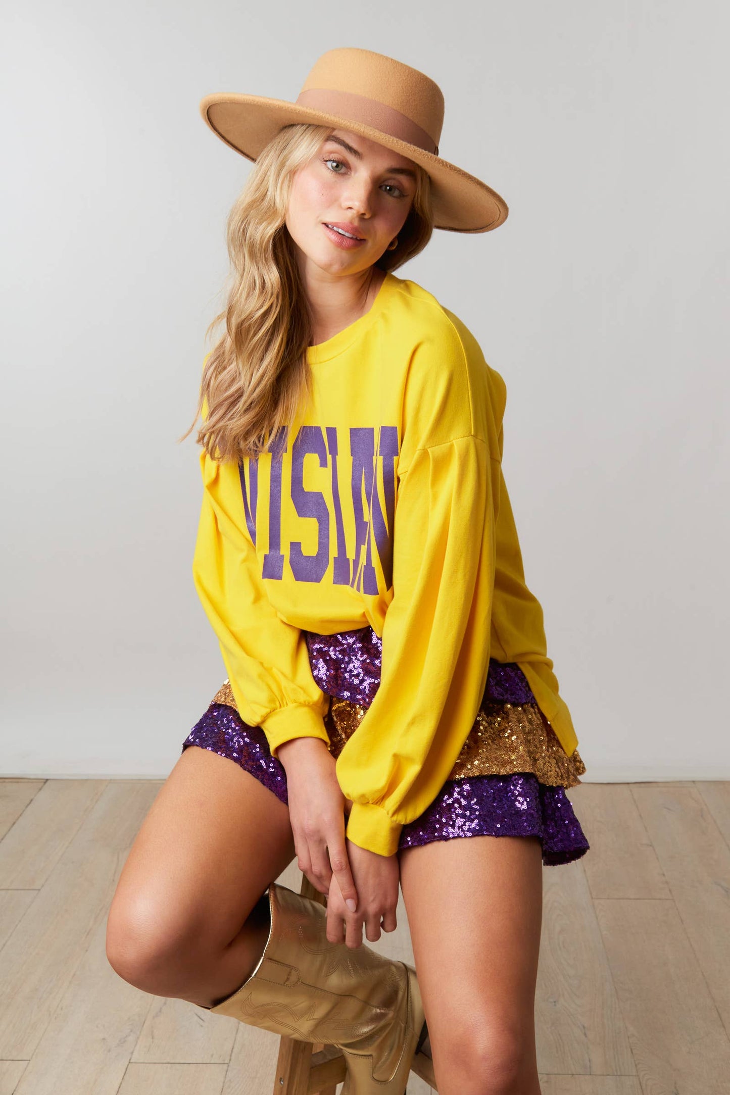 Game Day Sequin Mini Skirt - Maroon/ White