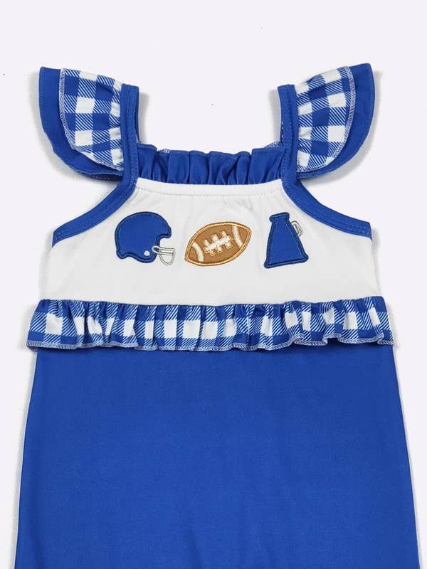 Team Spirit Baby Romper- Blue Embroidery
