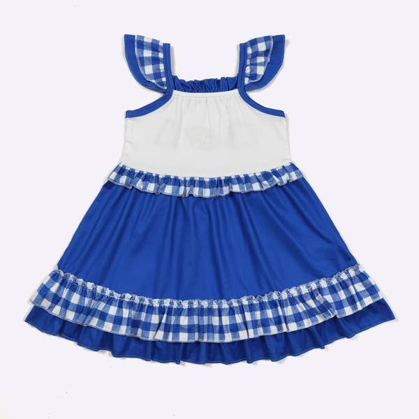 Team Spirit Girls Dress- Blue Embroidery