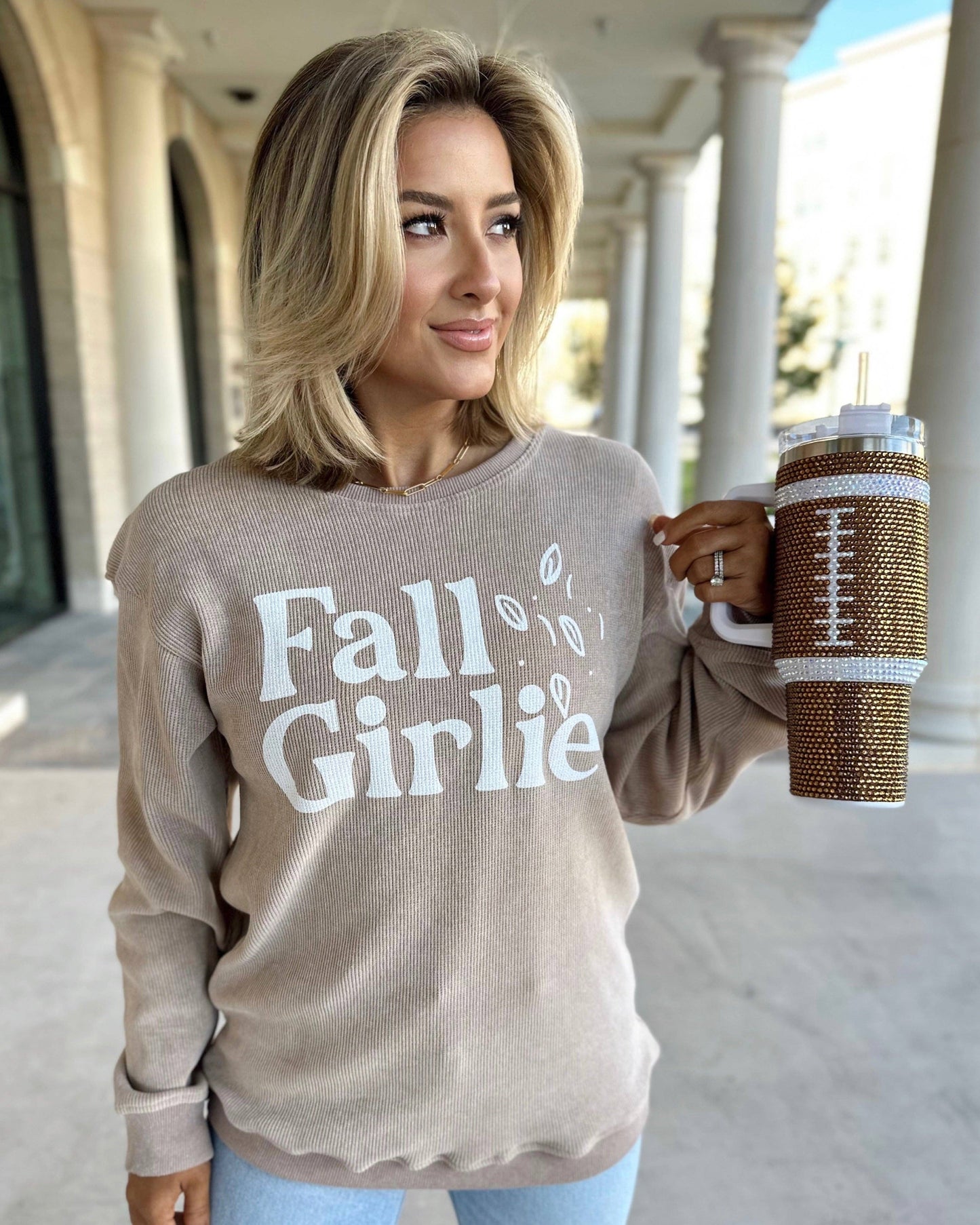 40oz Crystal Brown Football Tumbler