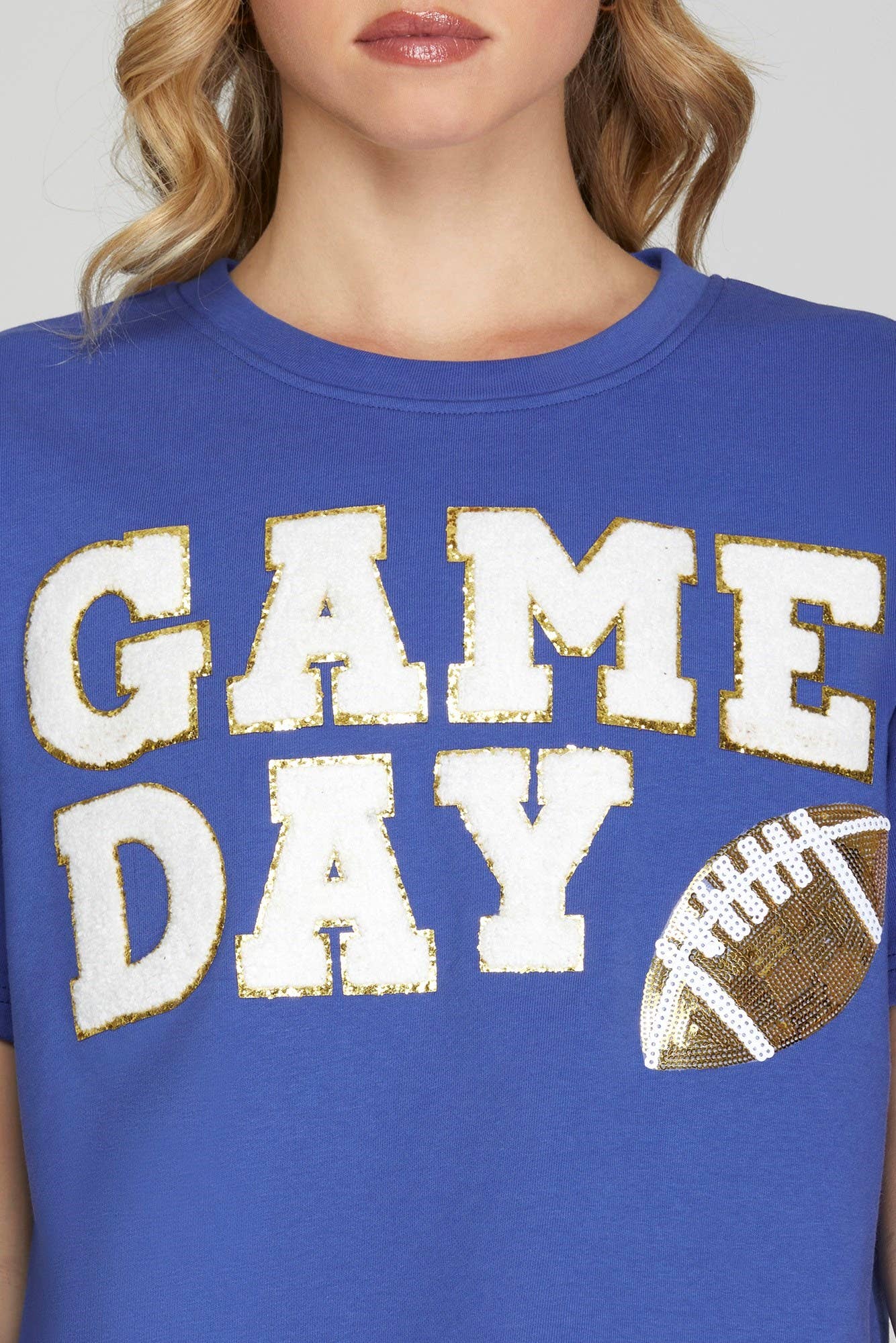 Game Day Football Patch Top- Purple