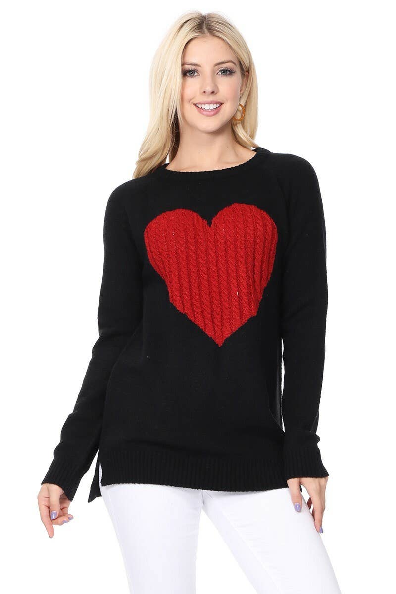 Sweet Heart Valentine Pullover Sweater- Tomato/ Oatmeal