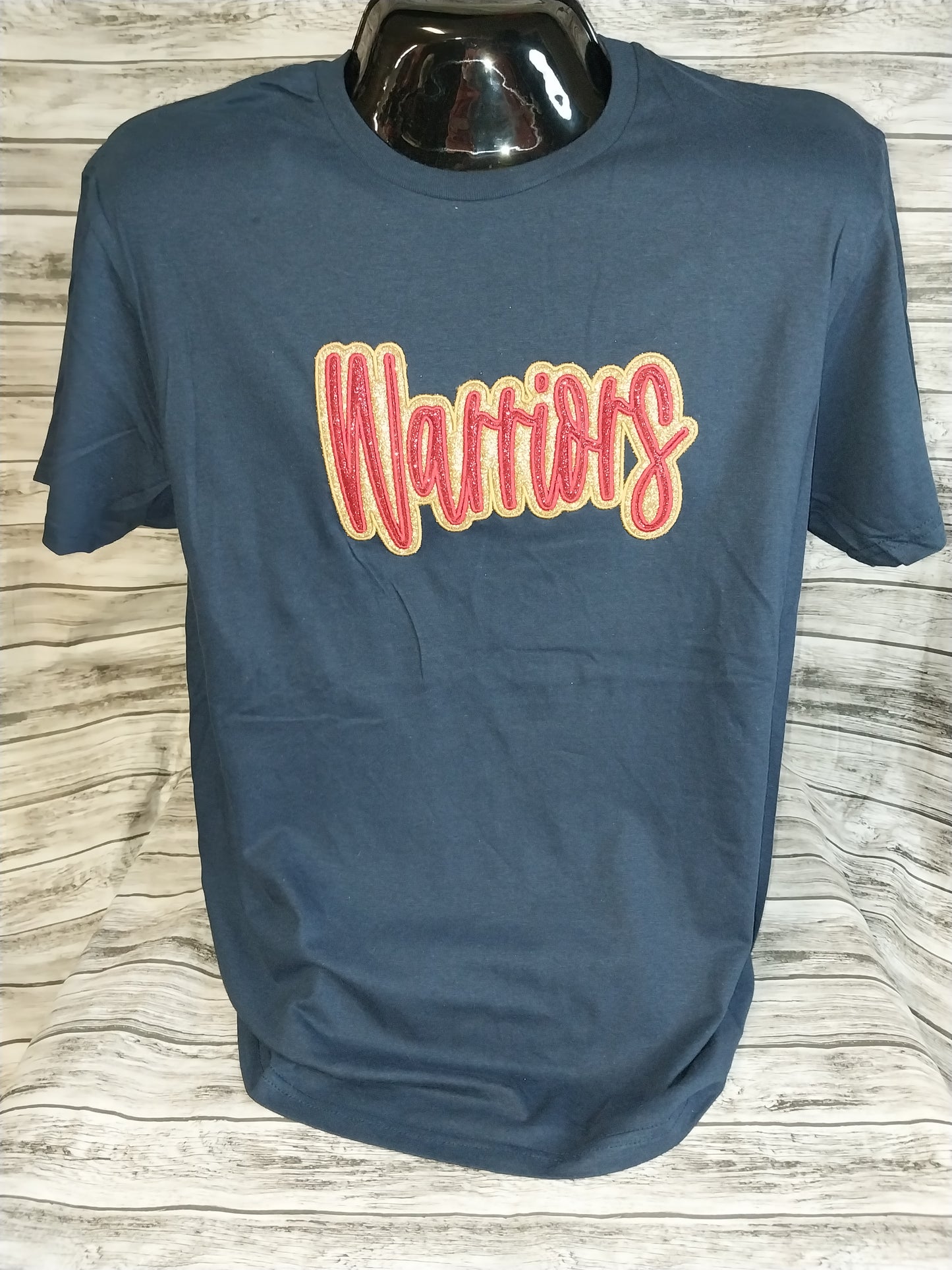 Thibodaux Middle Warriors- Glitter Double Layer Embroidered Mascot T-Shirt