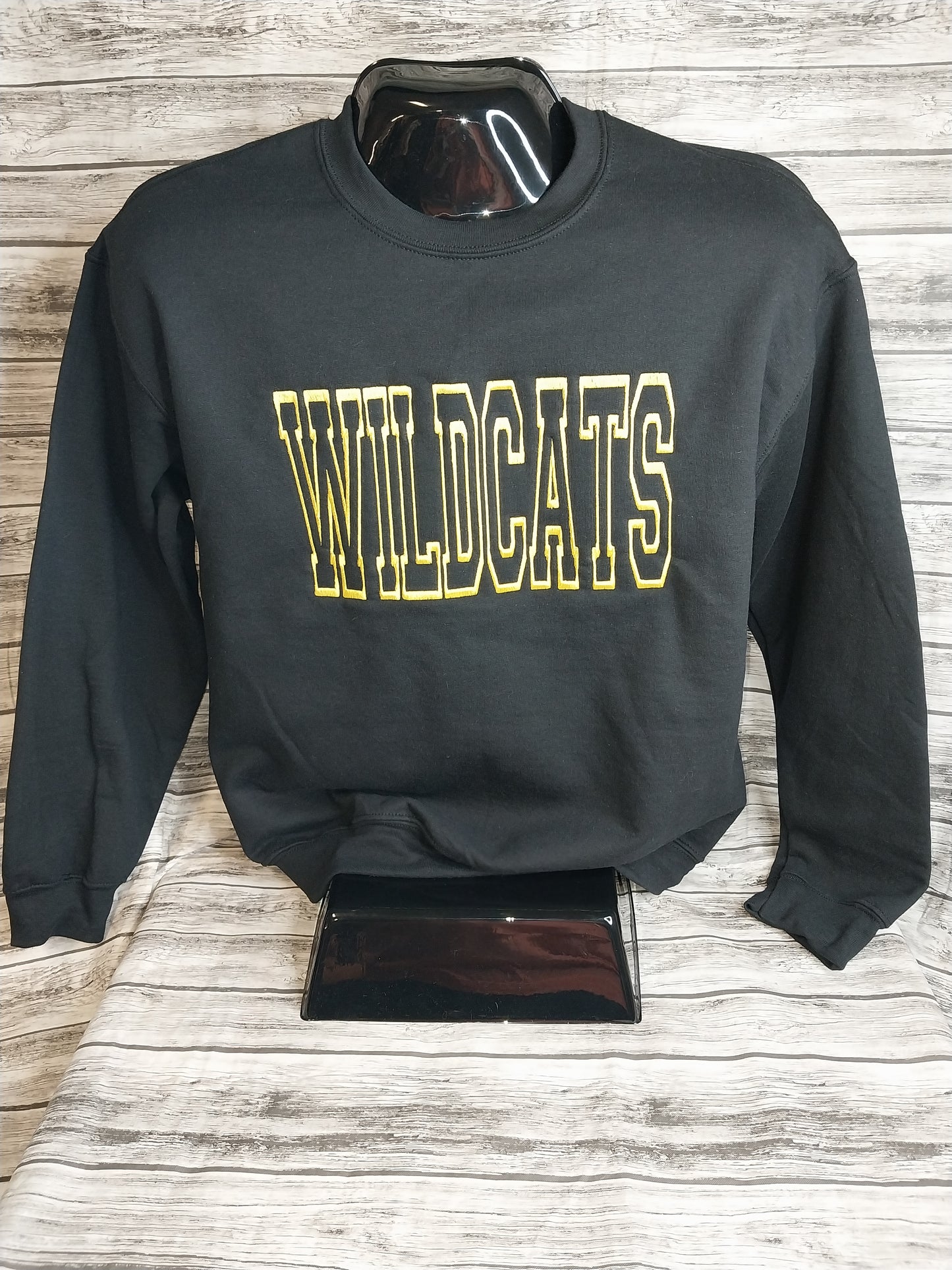 Wildcat Black Custom Mascot Embroidered Sweatshirt