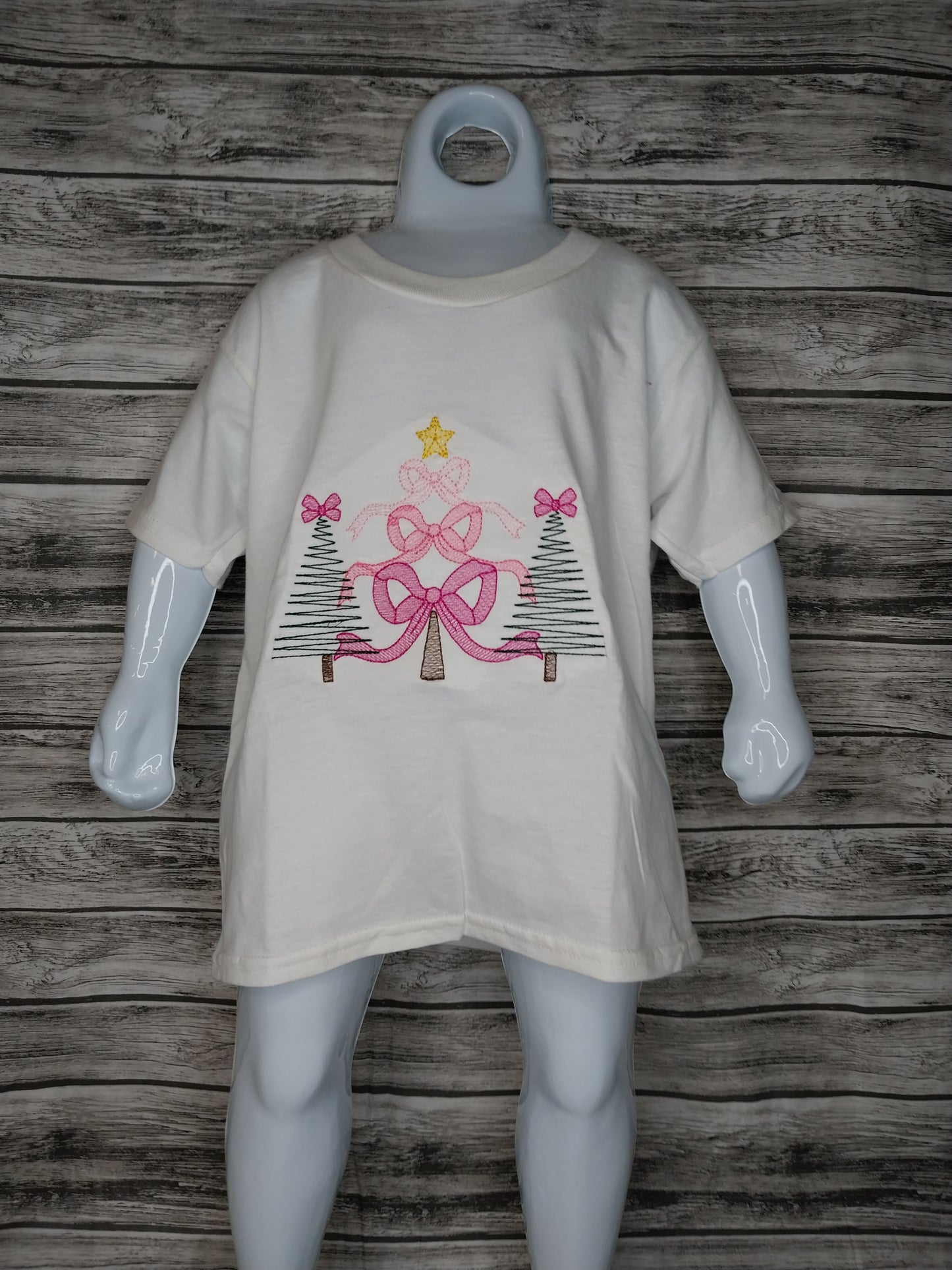 Bow Christmas Tree Embroidered T-Shirt