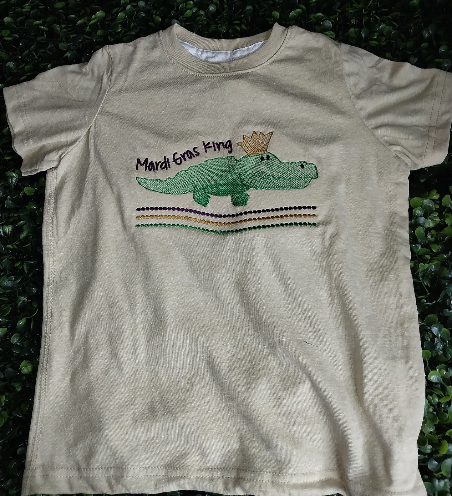 Mardi Gras King Alligator Embroidered T-Shirt