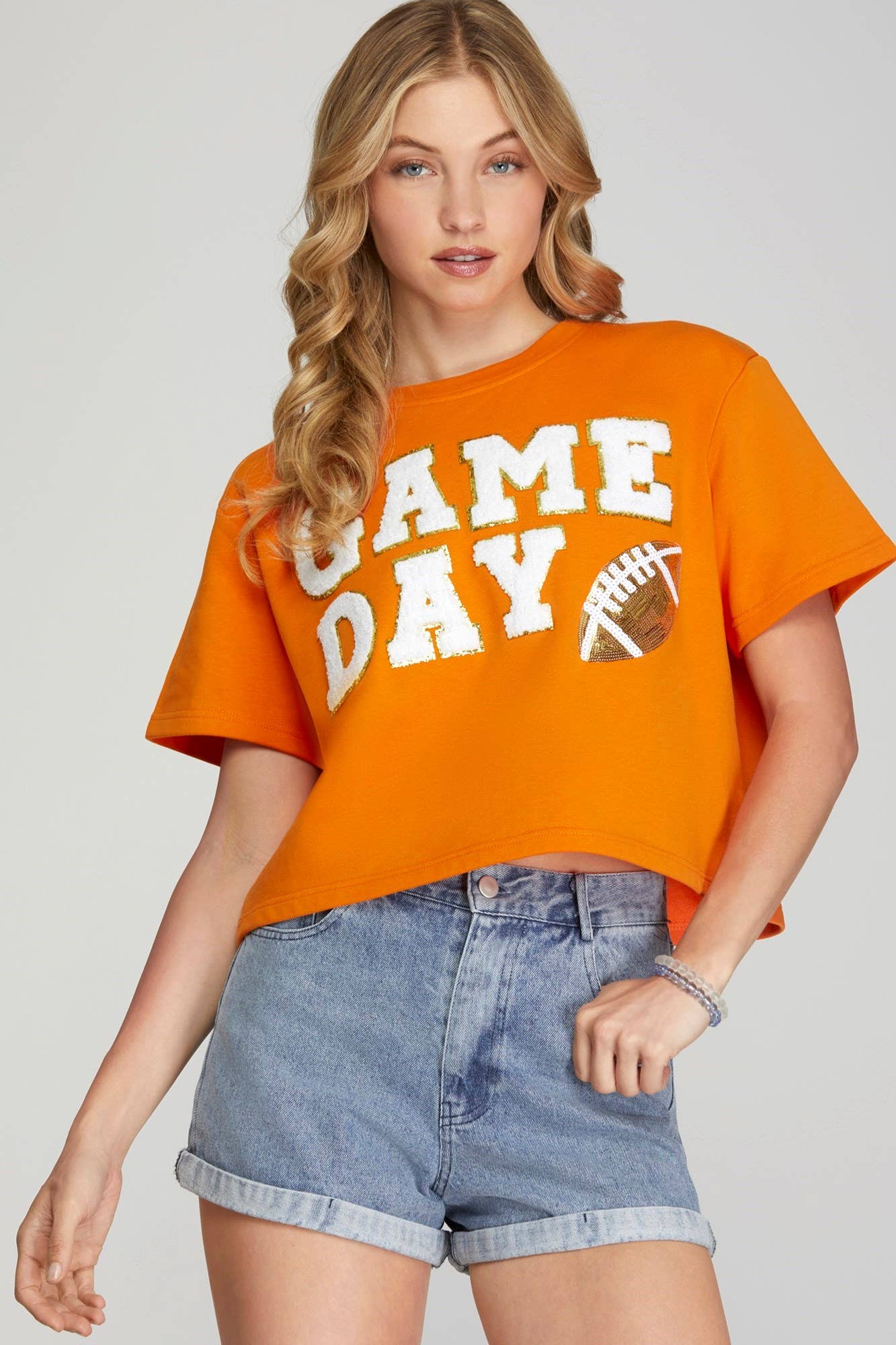 Game Day Football Patch Top- Purple