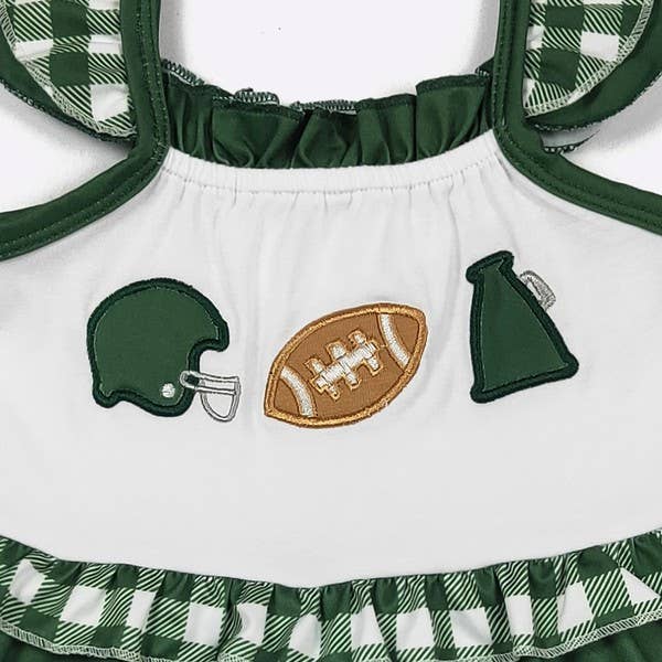 Team Spirit Girls Dress- Green Embroidery
