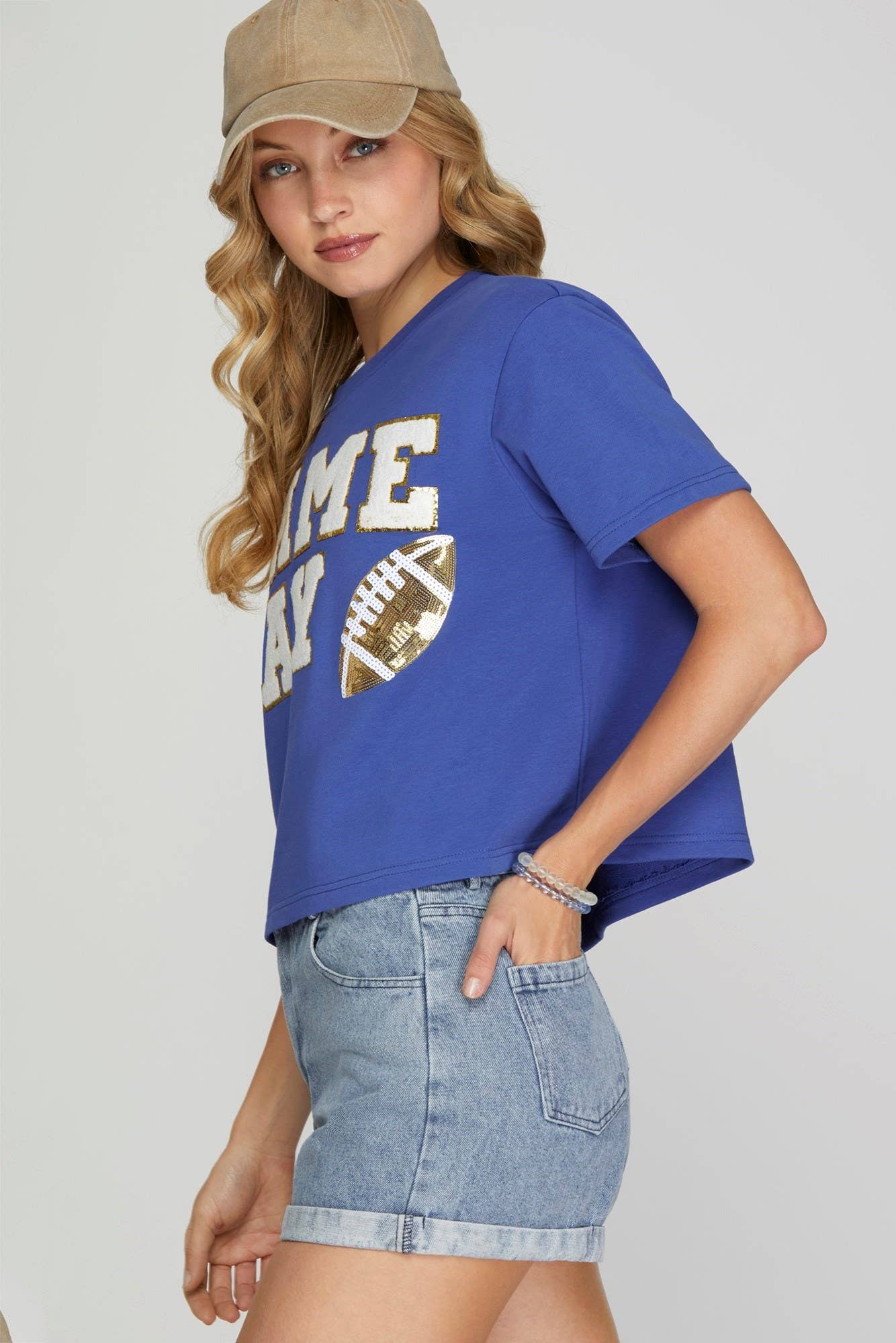 Game Day Football Patch Top- Purple