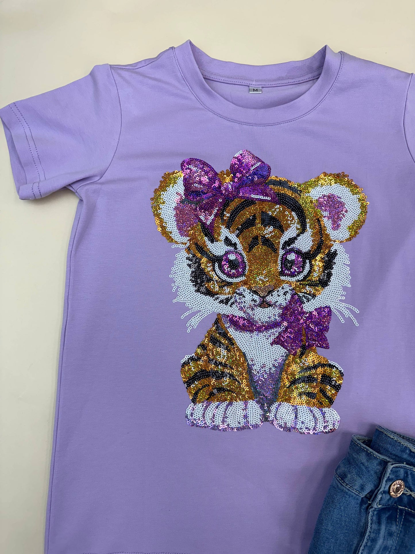 Tiger Tilly Youth Sequin Design Tee- Lavender