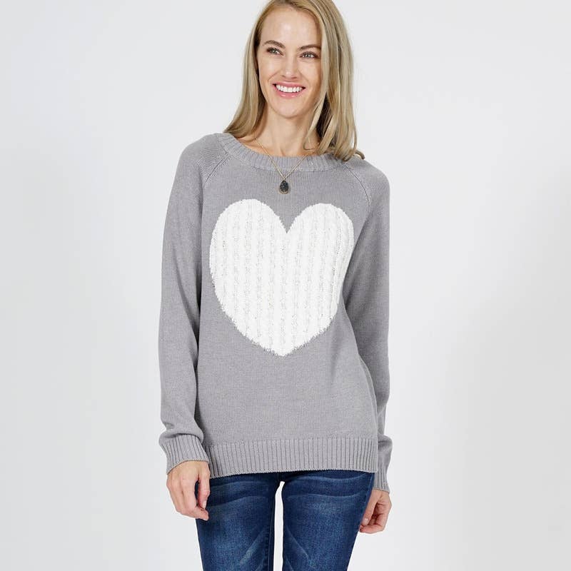 Sweet Heart Valentine Pullover Sweater- Tomato/ Oatmeal
