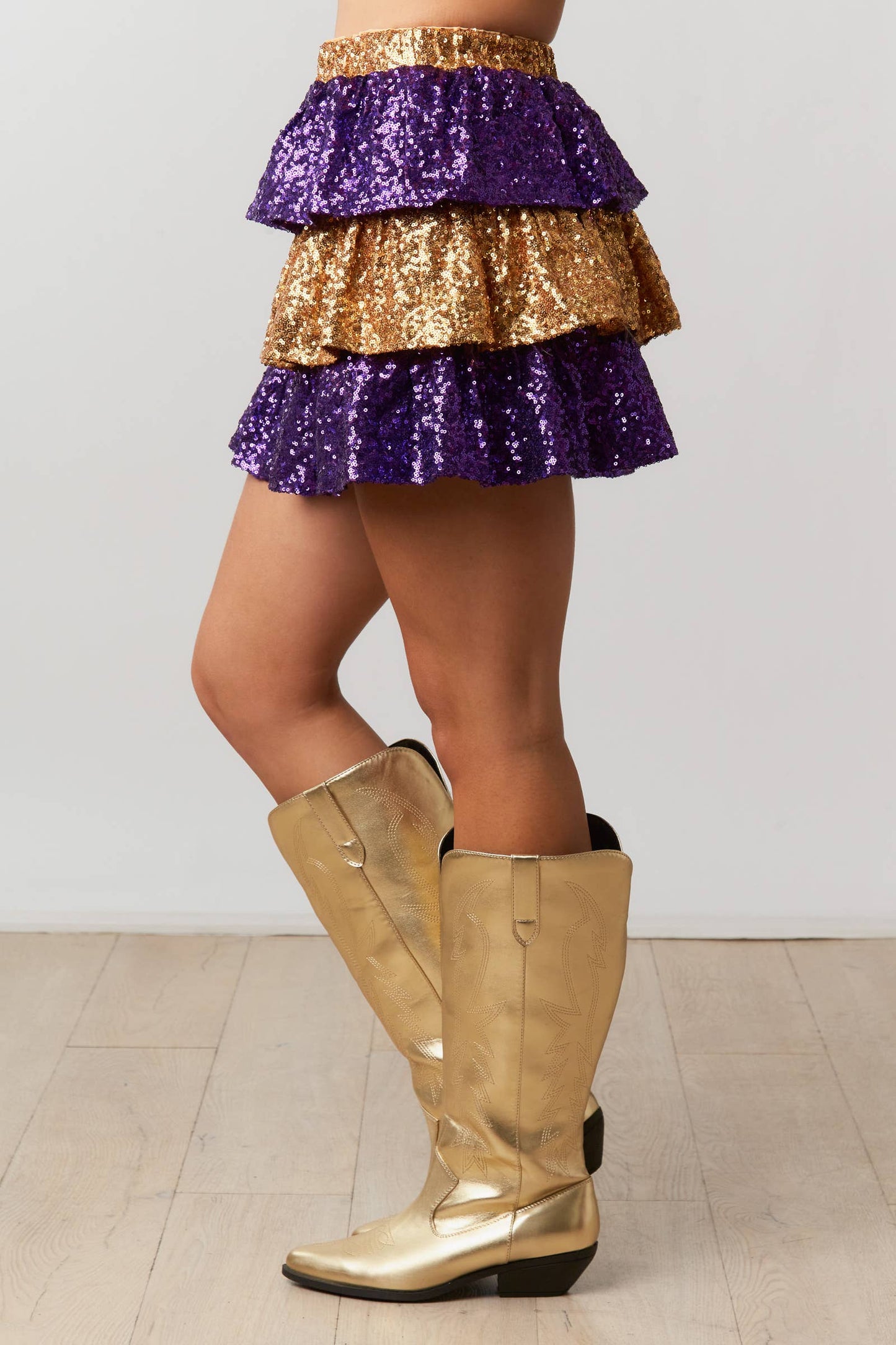 Game Day Sequin Mini Skirt - Maroon/ White