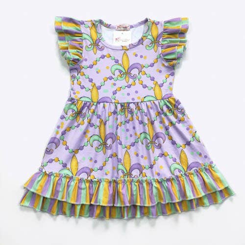 Fleur De Lis Girls Dress Mardi Gras