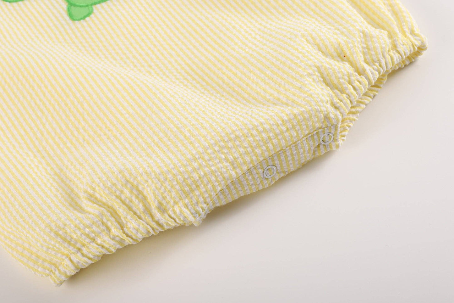 Yellow Seersucker Turtle Baby Romper