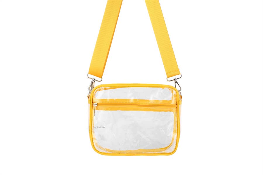 Ladies Clear See Thru Crossbody Fashion Handbag- Red
