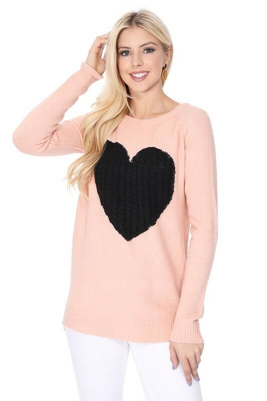 Sweet Heart Valentine Pullover Sweater- Tomato/ Oatmeal