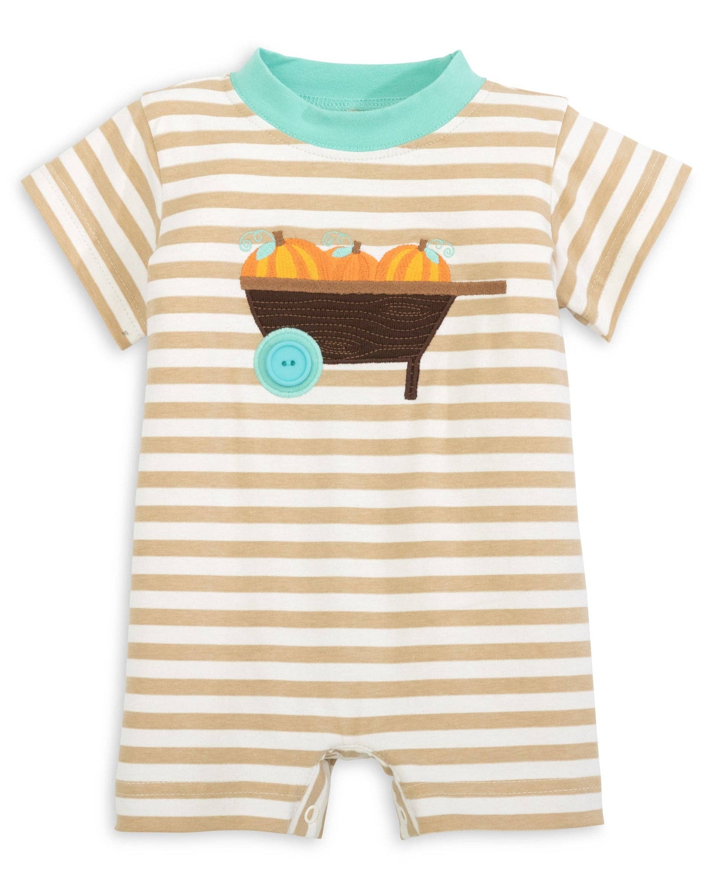 Pumpkin Harvest Tan Stripe Applique Romper