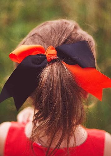 School Spirit Cheer Bows: Maroon/White