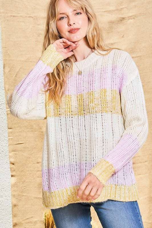 Color Block Sweater- Lavender Multi