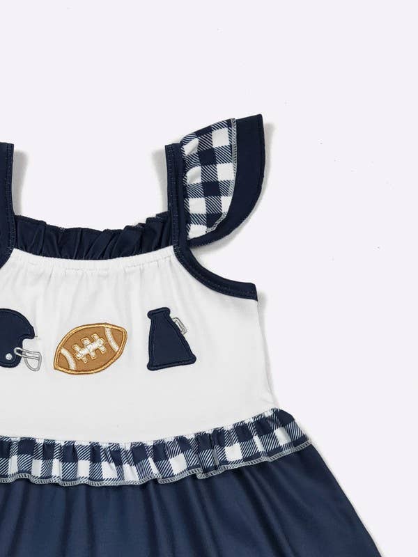 Team Spirit Girls Dress- Navy Embroidery