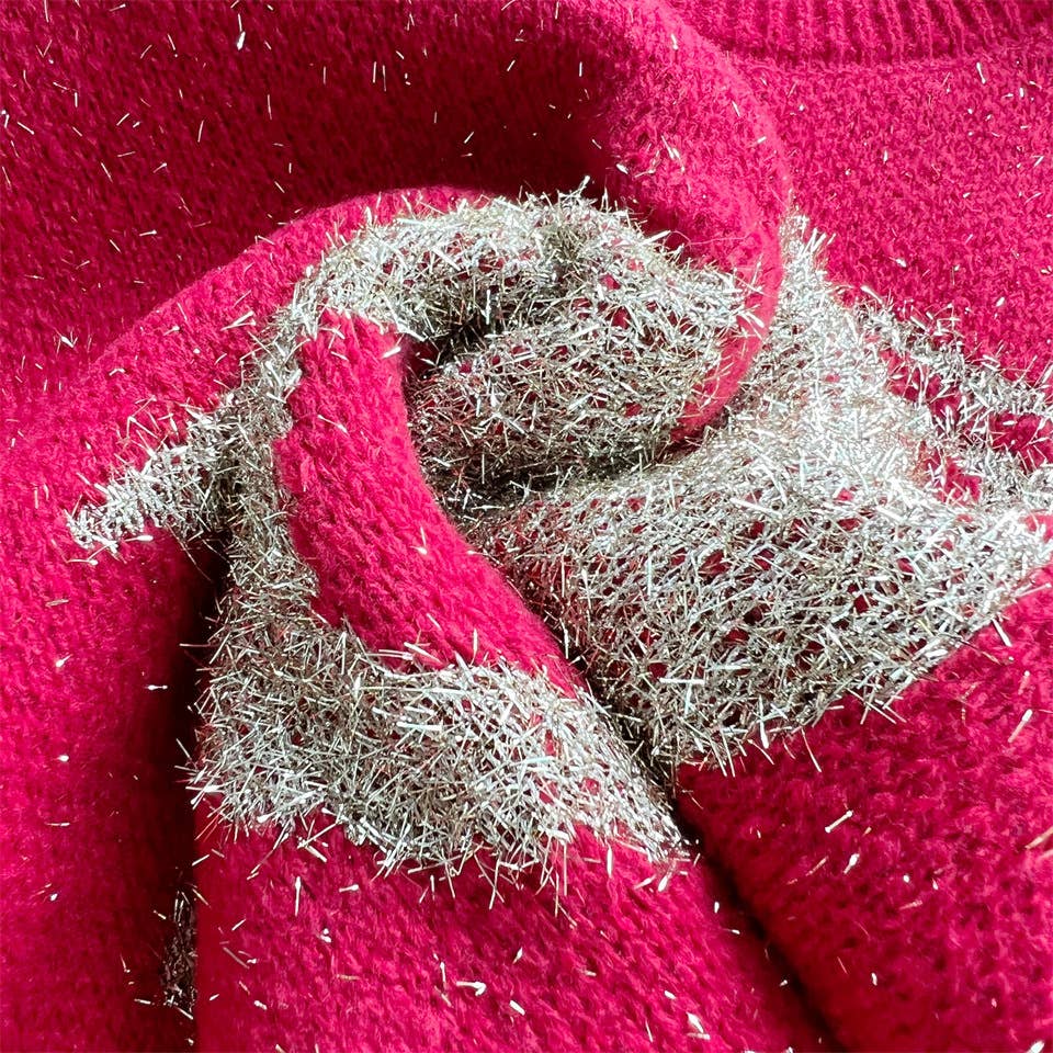 Fawn Gold Christmas Knitted Sweater- Red