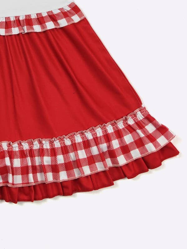 Team Spirit Girls Dress- Red Embroidery
