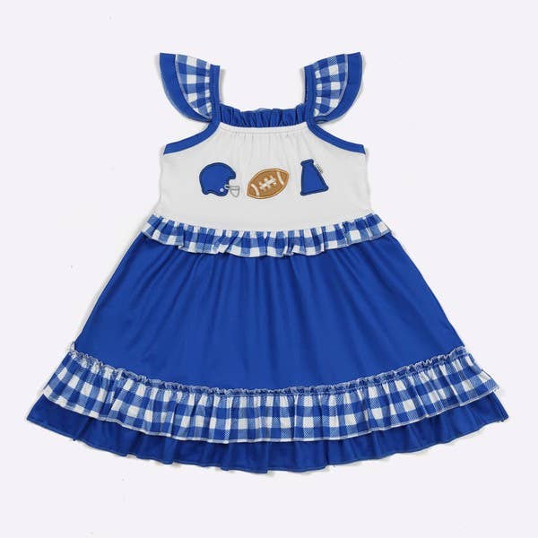 Team Spirit Girls Dress- Blue Embroidery