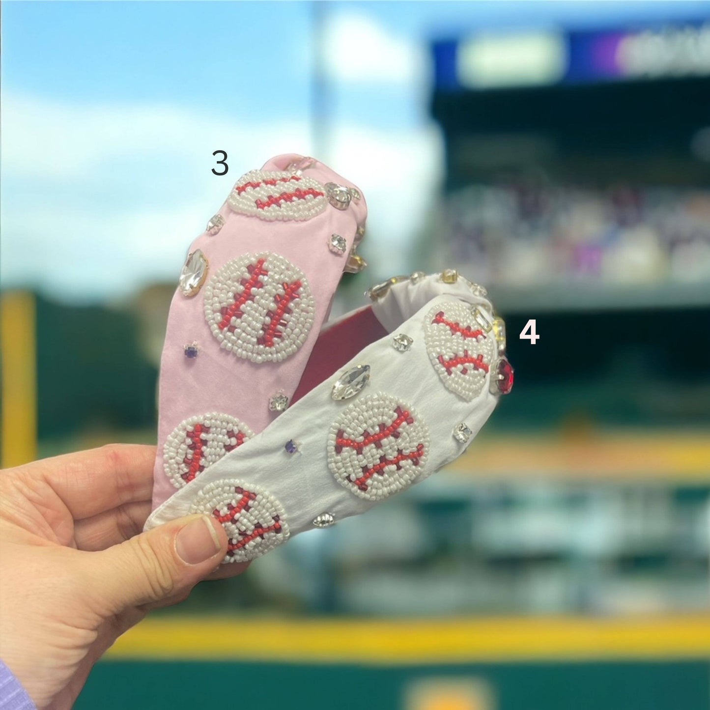 Baseball Seed Bead Headband- Royal