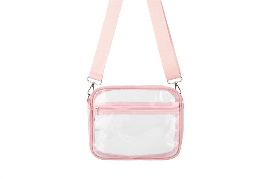 Ladies Clear See Thru Crossbody Fashion Handbag- Gold