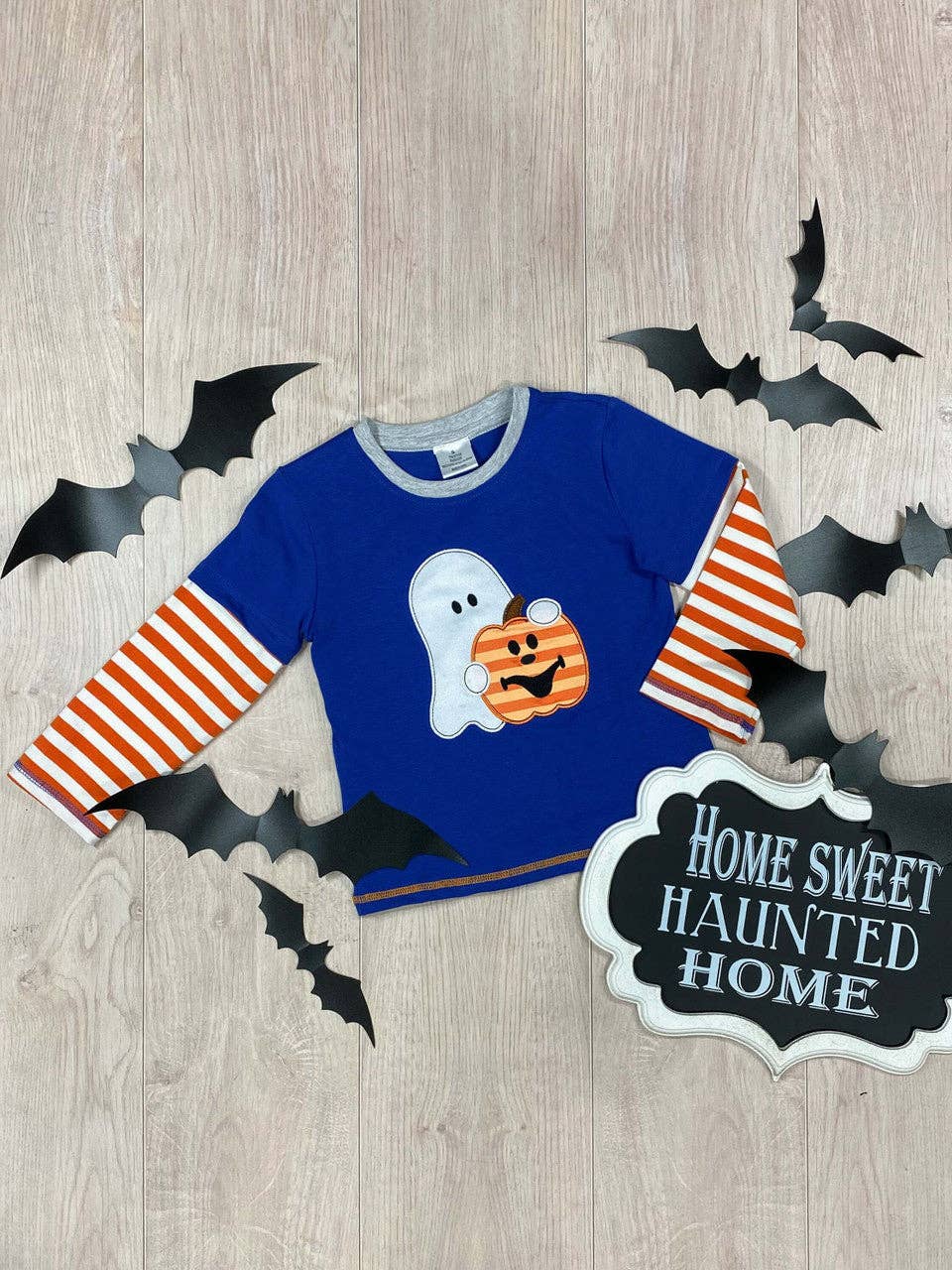 Pumpkin & Ghost Boys Long Sleeve Shirt