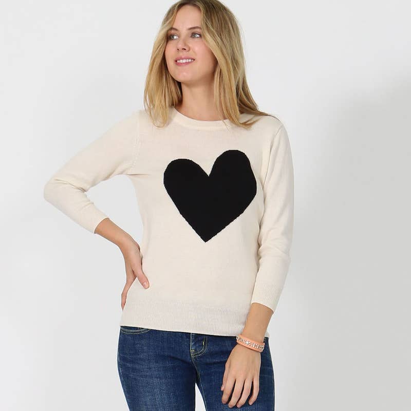 Sweet Heart Valentine Pullover Sweater- Tomato/ Oatmeal