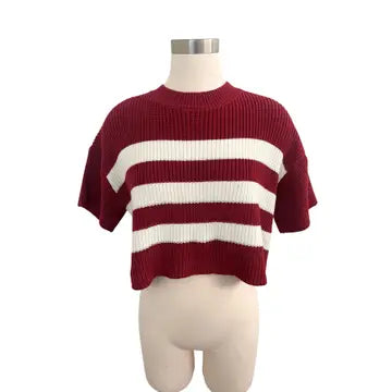 Ribbed Knit Sweater Top-Burgundy