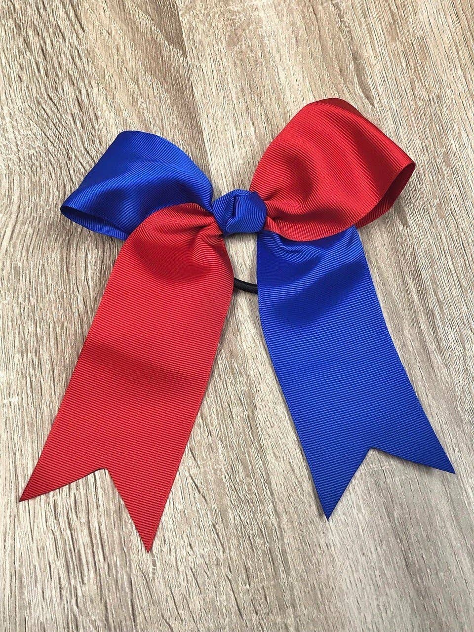 School Spirit Cheer Bows: Maroon/White