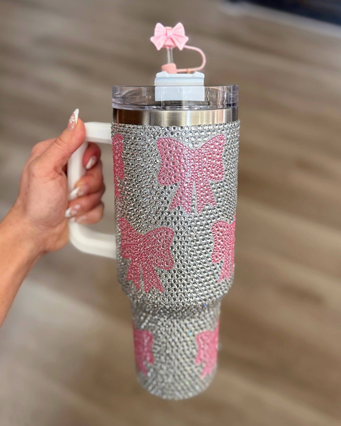 40 oz Crystal Pink Bow Tumbler