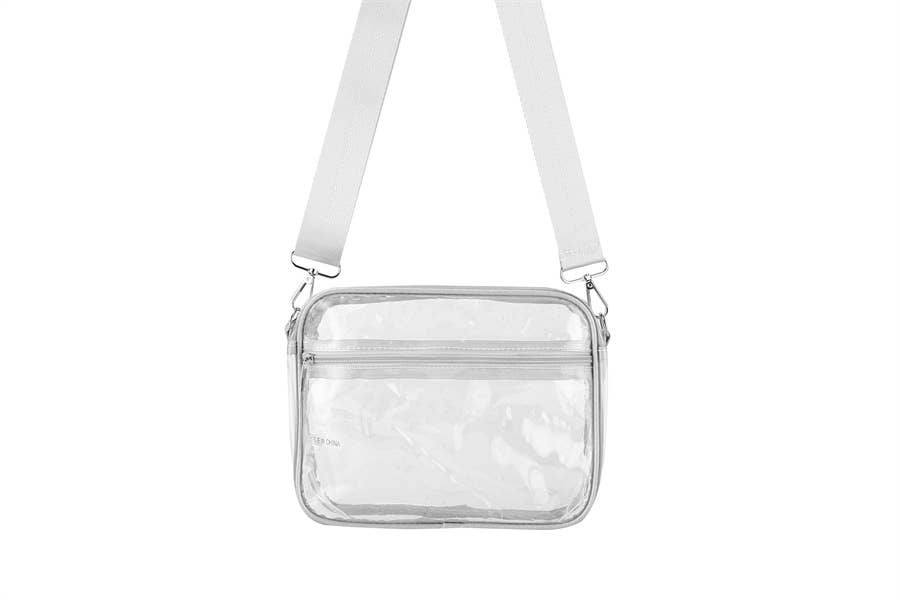 Ladies Clear See Thru Crossbody Fashion Handbag- Gold
