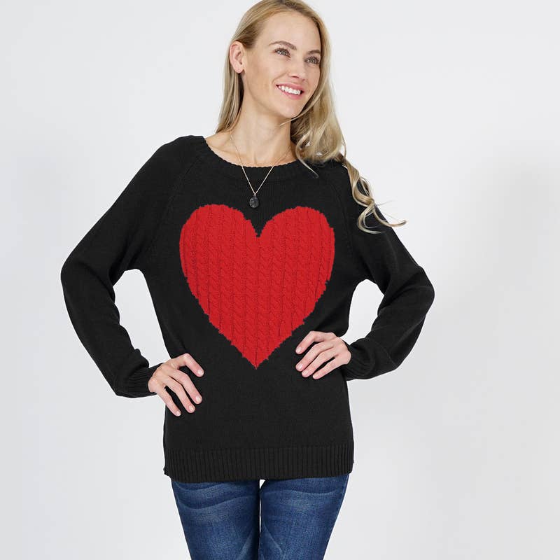 Sweet Heart Valentine Pullover Sweater- Tomato/ Oatmeal