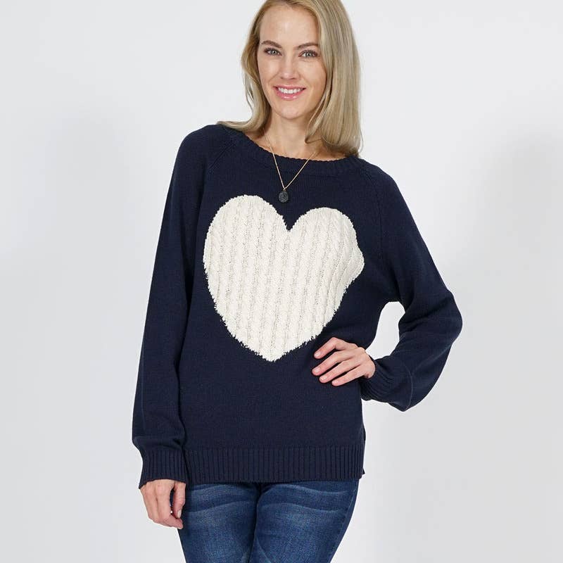 Sweet Heart Valentine Pullover Sweater- Tomato/ Oatmeal
