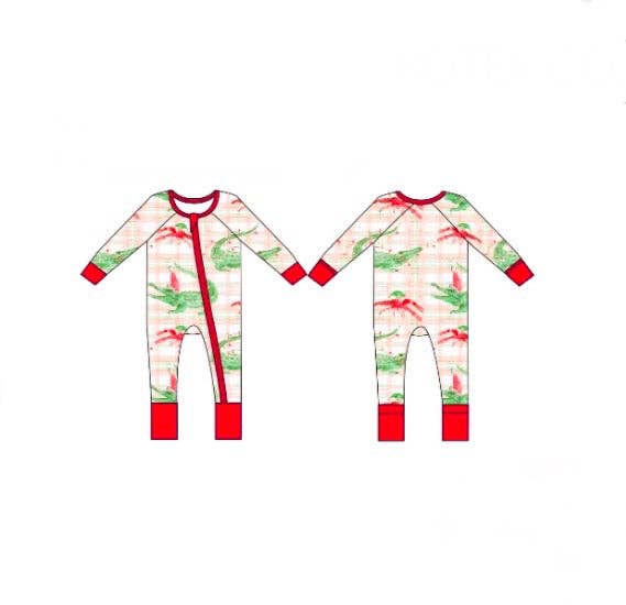 Gator & Crawfish Christmas Zipper Onesie